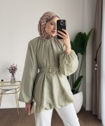 Bubble Kemerli Tunik Yeşil