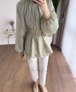 Bubble Kemerli Tunik Yeşil