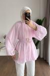 Bubble Kemerli Tunik Pembe