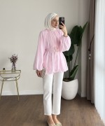 Bubble Kemerli Tunik Pembe