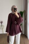 Bubble Kemerli Tunik Mürdüm