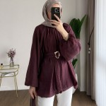 Bubble Kemerli Tunik Mürdüm
