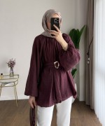 Bubble Kemerli Tunik Mürdüm