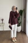 Bubble Kemerli Tunik Mürdüm