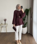 Bubble Kemerli Tunik Mürdüm