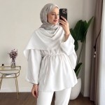 Şal Detaylı Modal Tunik Ekru