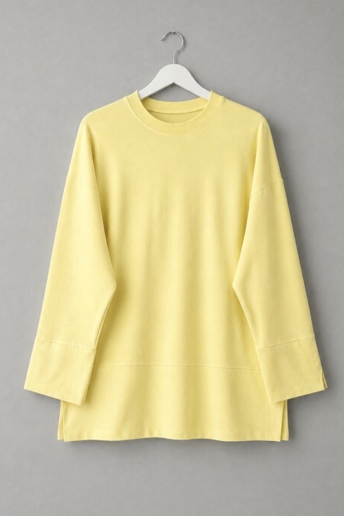 Yırtmaç Detaylı Süprem Sweatshirt Sarı