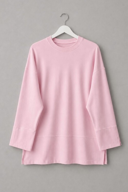 Yırtmaç Detaylı Süprem Sweatshirt Pudra