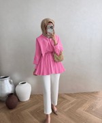 Yaka Detaylı Piliseli Gömlek Pembe