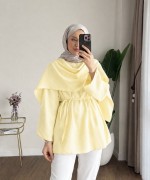 Şal Detaylı Modal Tunik Sarı