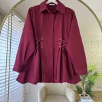 Kuş Gözlü Poplin Gömlek Bordo