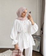 Reglan Kol Oversize Gömlek Ekru