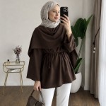 Şal Detaylı Modal Tunik Acı Kahve
