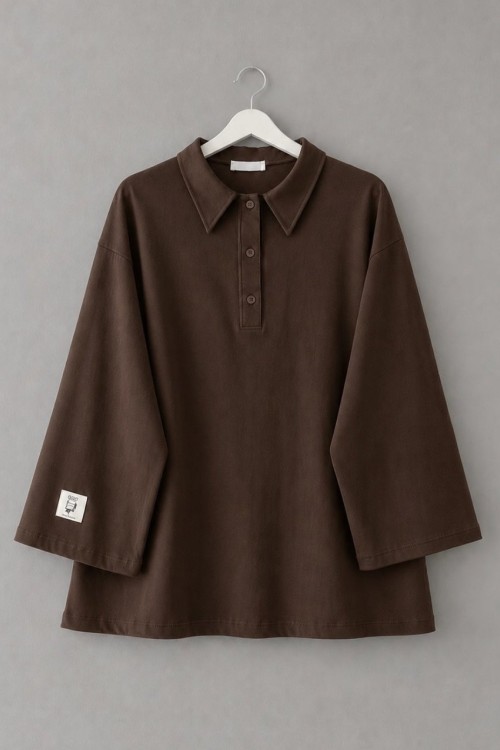 Polo Yaka Süprem Sweatshirt Acı Kahve