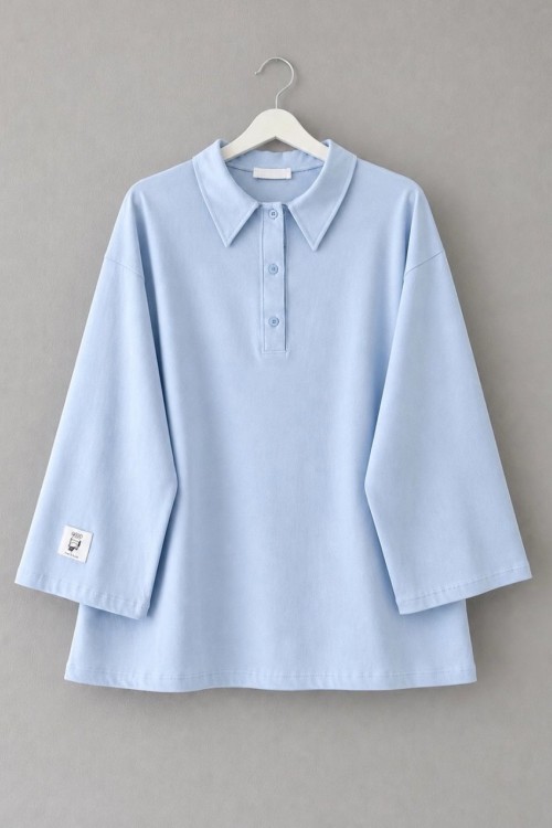 Polo Yaka Süprem Sweatshirt Bebe Mavisi