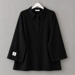 Polo Yaka Süprem Sweatshirt Siyah