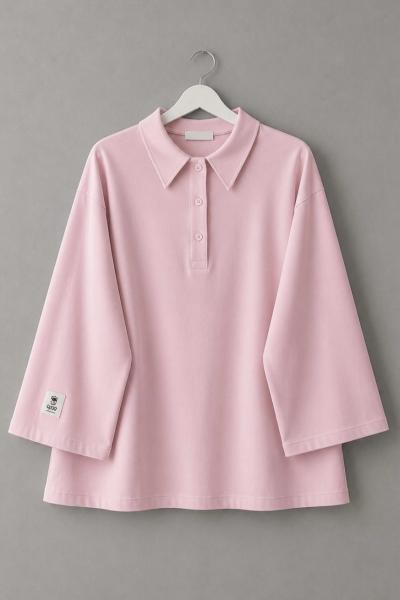 Polo Yaka Süprem Sweatshirt Pembe