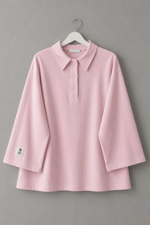 Polo Yaka Süprem Sweatshirt Pembe