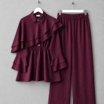 Cape Pantolonlu Takım Bordo