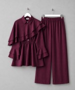 Cape Pantolonlu Takım Bordo