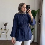 Şal Desen Jakarlı Gömlek Lacivert