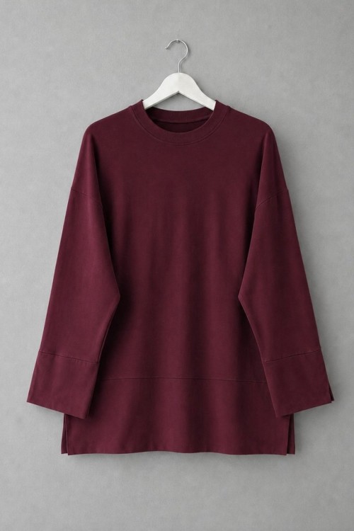 Yırtmaç Detaylı Süprem Sweatshirt Bordo