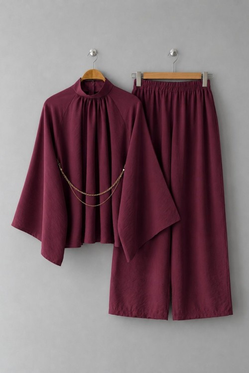 Queen Pantolonlu Takım Bordo