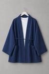 Cep Detaylı Müslin Kimono Lacivert