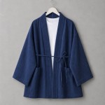 Cep Detaylı Müslin Kimono Lacivert