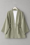 Cep Detaylı Müslin Kimono Çağla Yeşili