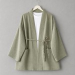 Cep Detaylı Müslin Kimono Çağla Yeşili