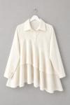 Volanlı Poplin Tunik Krem