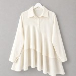 Volanlı Poplin Tunik Krem