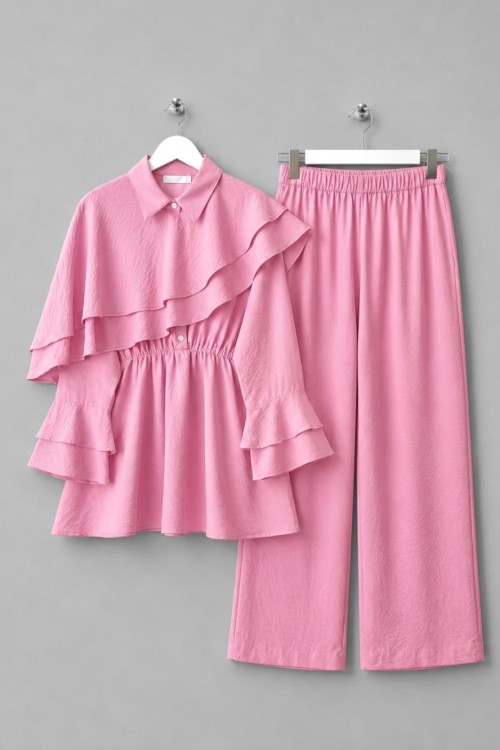 Cape Pantolonlu Takım Pembe