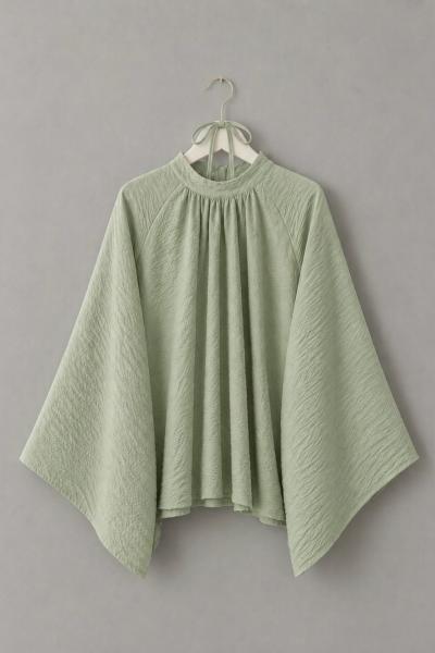 Hakim Yaka Pileli Oversize Bluz Mint Yeşili