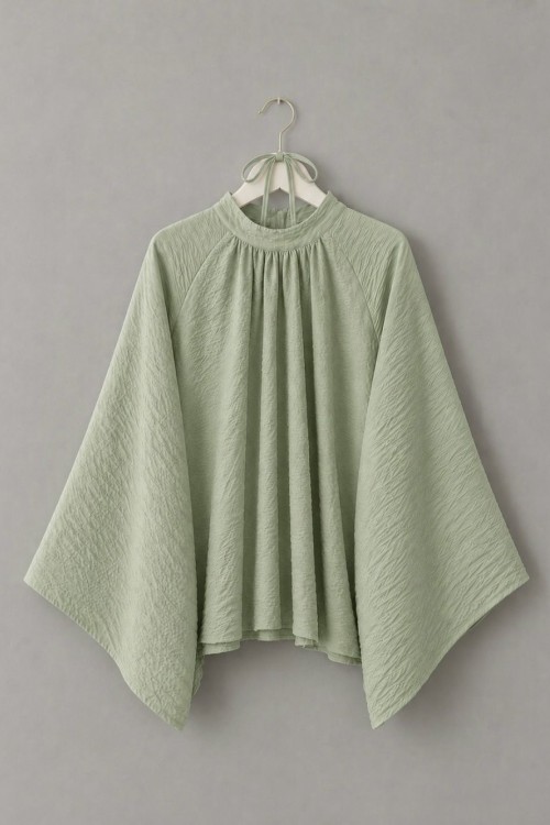 Hakim Yaka Pileli Oversize Bluz Mint Yeşili