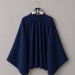 Hakim Yaka Pileli Oversize Bluz Lacivert