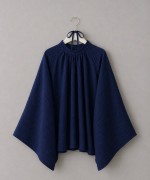 Hakim Yaka Pileli Oversize Bluz Lacivert