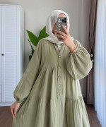 Oversize Müslin Elbise Yeşil