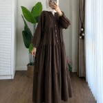 Oversize Müslin Elbise Koyu Kahverengi