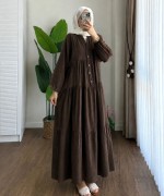 Oversize Müslin Elbise Koyu Kahverengi