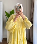 Oversize Müslin Elbise Sarı