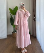 Oversize Müslin Elbise Şeker pembesi