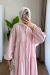 Oversize Müslin Elbise Şeker pembesi