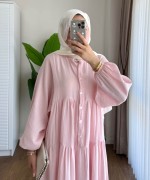 Oversize Müslin Elbise Şeker pembesi