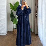 Oversize Müslin Elbise Lacivert