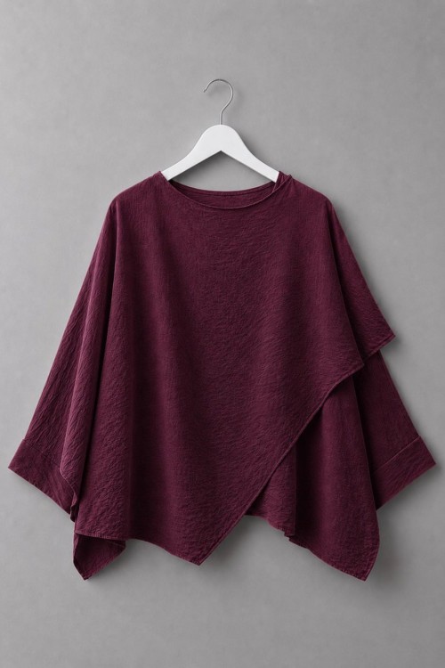 Yarasa Kol Şal Detaylı Bluz Bordo