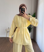 Pantolonlu Çilek Takım Sarı