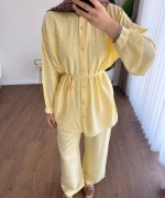 Pantolonlu Çilek Takım Sarı