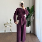 Pantolonlu Çilek Takım Bordo